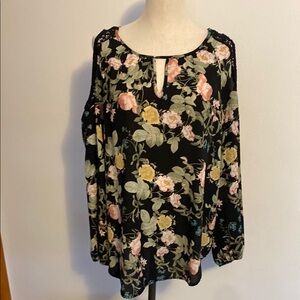 Yellow and Pink Relaxed Blouse with Cut Out Sleeves